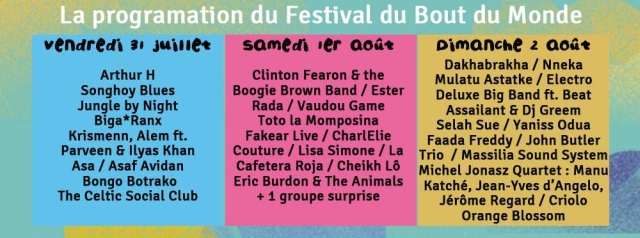 Festival Bout du Monde 2015 - Programme